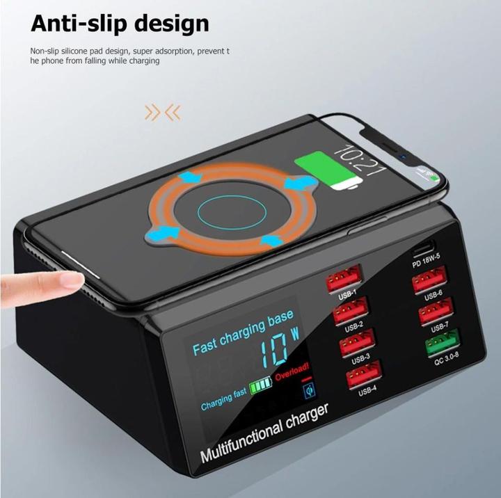 Productafbeelding PowerGuard 8-Fach Wireless Multi Function Charger (100 W)