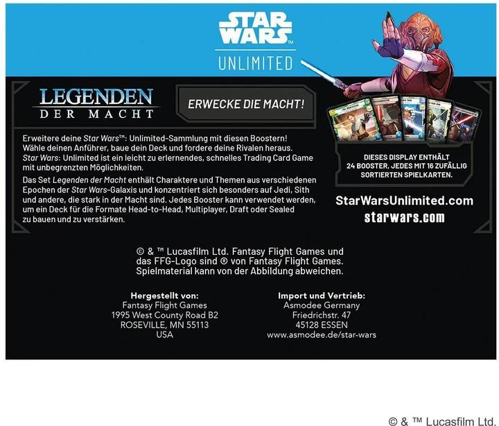 Produktbild FFG Star Wars: Unlimited - Legenden der Macht - Booster Display -D- (Deutsch)