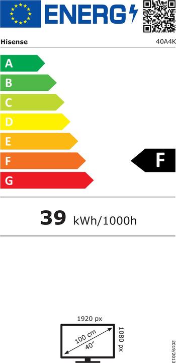Etichetta energetica Hisense TV 40A4K (40", LED, Full HD, 2022)