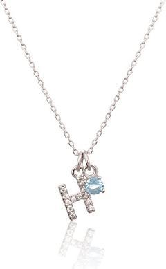 Produktbild JVD - Dainty Silver "H" Necklace with Blue Zircon SVLN0324XH2BI0H
