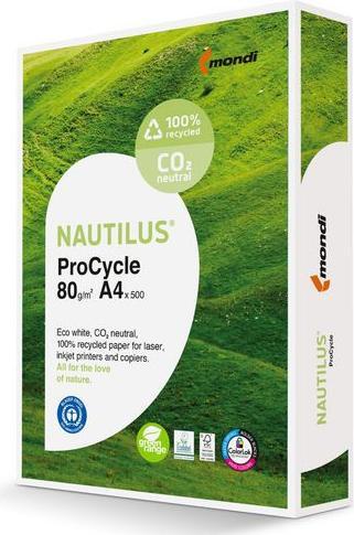 Immagine prodotto Nautilus Carta riciclata ProCycle CO2 neutra DIN A4 80 gsm 500 fogli (80 g/m², 500 x, A4)