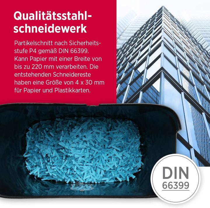 Produktbild Olympia PS 63 CC Aktenvernichter mit Partikelschnitt P-4, 4 x 30 mm, bis 6 Blatt, schwarz (Partikelschnitt)