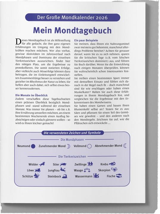 Actual product image Heyne Ludwig The big lunar calendar 2026 (17 x 24 cm, Hardcover, German)