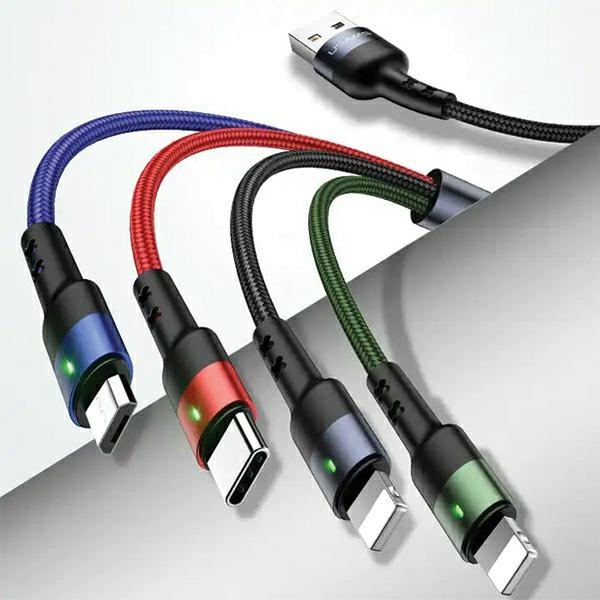 Image du produit Usams Câble pleciony U26 4w1 1.2m 2A Fast Charge (2xlightning/microUSB/USB-C) SJ317USB01 (US-SJ317) (1.20 m, USB 2.0)