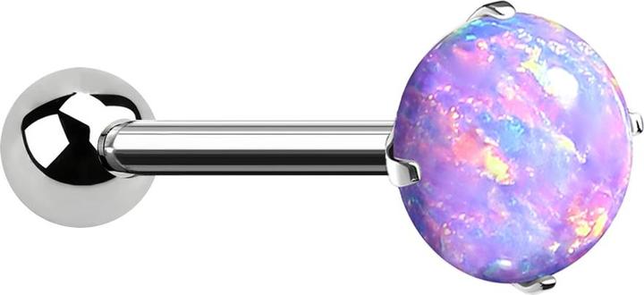 Star Piercing Micro Threadless Barbell silber mit Kugel und Opal violett gefasst (ohne Messing, Titan G23)