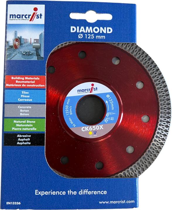 Produktbild Marcrist CK650X Fliesenscheibe ultraschnell 125 x 22,23 mm ( 1856.0125.22 ) CE Standard: EN 13236