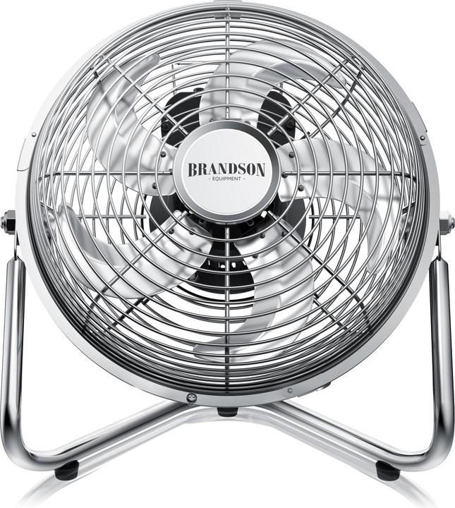 Brandson Windmaschine Chrom Bodenventilator im Retro Stil, hoher Luftdurchsatz, 55W, Silber, 30 cm Ø, neigbar (55 dB)