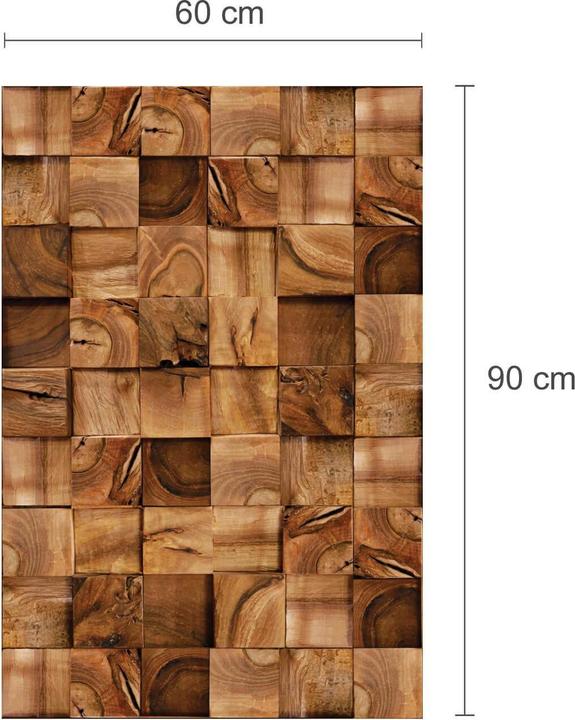 Image du produit Walplus Autocollant mural Tatouage mural en bois carré (90 x 60 cm)