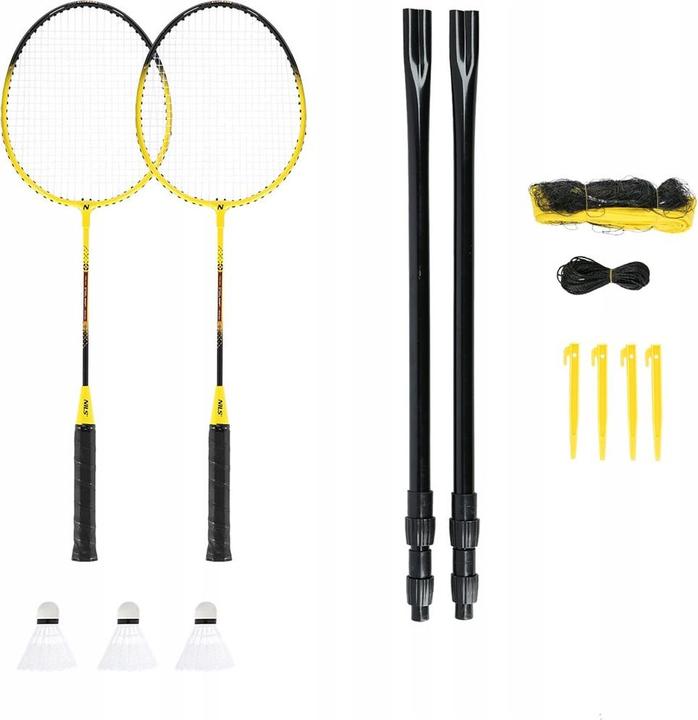 Produktbild Nils NRZ262 ALUMINIUM Badmintonset 2 Schläger 3 Federpfeile 600x60cm Netz Koffer