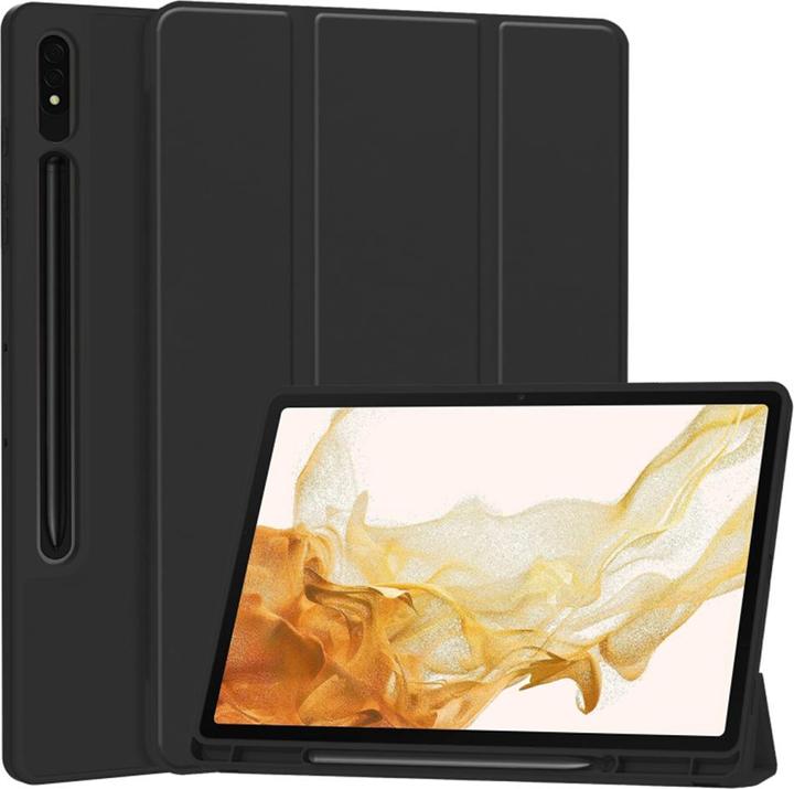 Techsuit - Flex Trifold (with Pencil Holder) - Samsung Galaxy Tab S7 / S8 - Black (S8, Galaxy Tab S7)