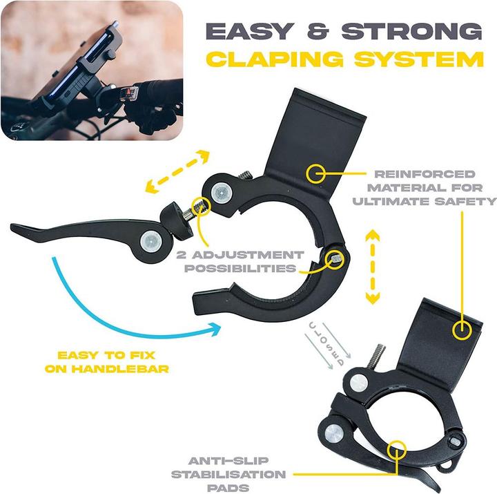 Actual product image Sunslice Rechargeable bicycle phone holder "Cyclotron 5000mAh"