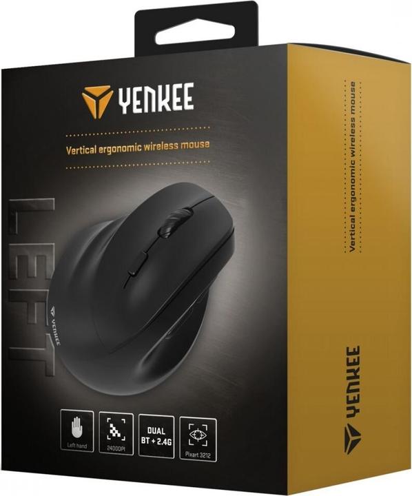 Actual product image Yenkee Ergonomic left-handed wireless mouse, Dual WL+BT battery (Wireless)