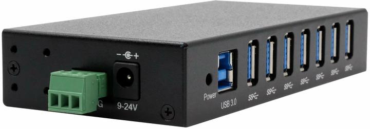Actual product image Exsys 7 Port USB 3.2 Gen 1 HUB metal housing, incl power supply 12V/3A, USB 3.0 cable, di (USB-B, 7 Ports)