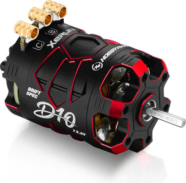 Image du produit Hobbywing Moteur Brushless Sensored Xerun D10 Drift 13.5T, rouge