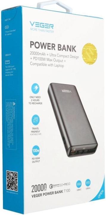 Produktbild Veger T100 (20000 mAh, 100 W, 74 Wh)