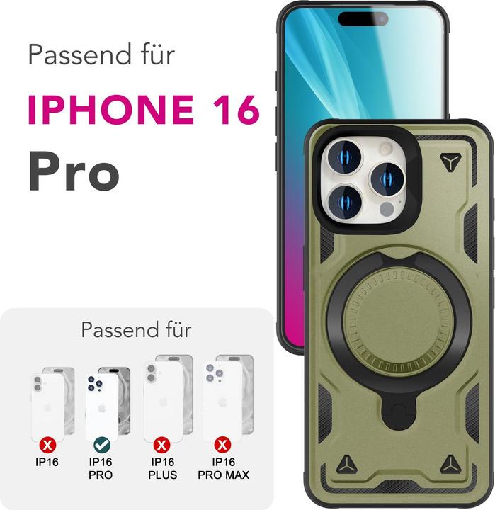 Image du produit Nalia Stormguard - Stossfeste MagSafe Panzer Hülle mit Ring - Military Kickstand Cover (Apple iPhone 16 Pro)