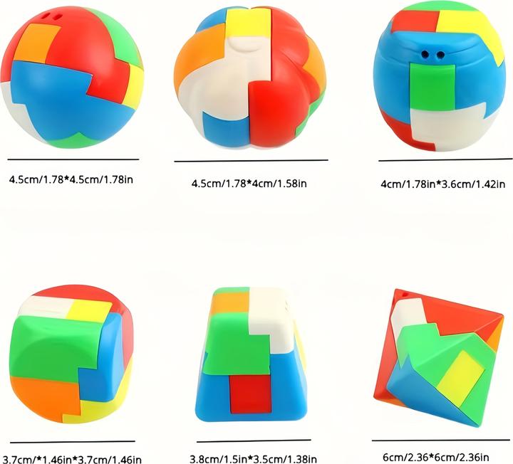 Actual product image Activity Board 6-tlg. bunte 3D-Puzzleblöcke Denksportaufgabe, Dekompression, Verwandlungsspielzeug-Set