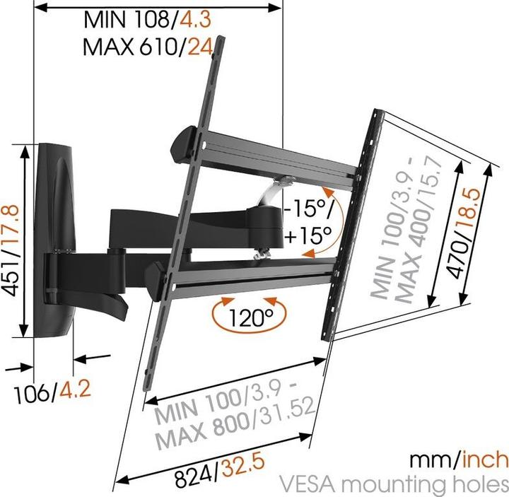 Produktbild Vogels Wall 2450B, 55 - 100", bis 55kg Nutzlast (Wand, 100", 55 kg)