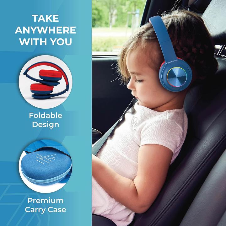 Produktbild PowerLocus PLED Bluetooth-Kinderkopfhörer blau/rot