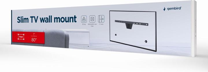 Actual product image Gembird WM-S80F-01 TV mount (80") Black (Wall, 80", 50 kg)
