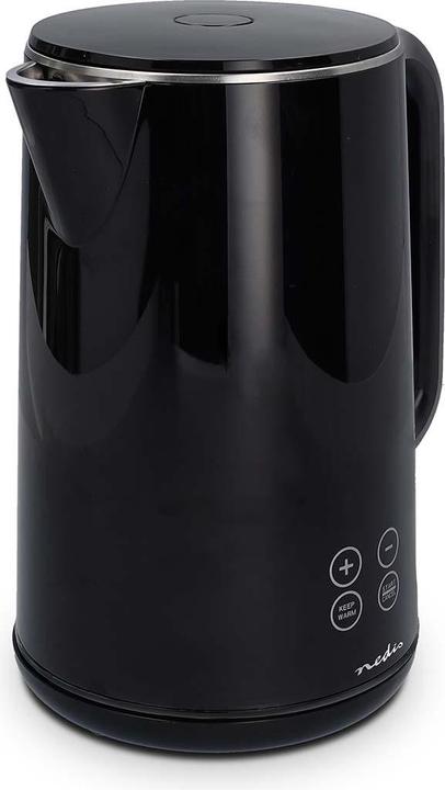 Immagine prodotto Nedis Bollitore - 1,70 litri - Plastica - Nero - 50,60,70,80,90,100 °C - Display della temperatura - (1.70 l)
