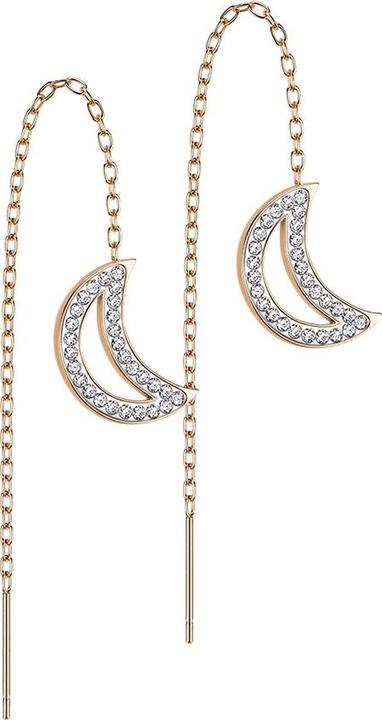 Star Piercing Ohrstecker rosegold freifallende Kette Mond mit Kristallen (ohne Messing, Chirurgenstahl 316L)