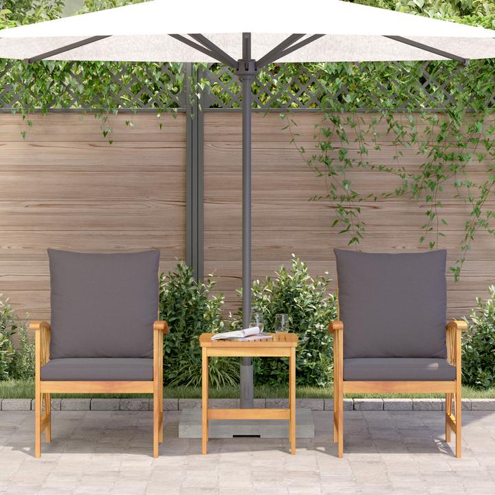 Produktbild VidaXL 3-teiliges Garten-Lounge-Set mit Kissen aus solidem Akazienholz (59 cm)