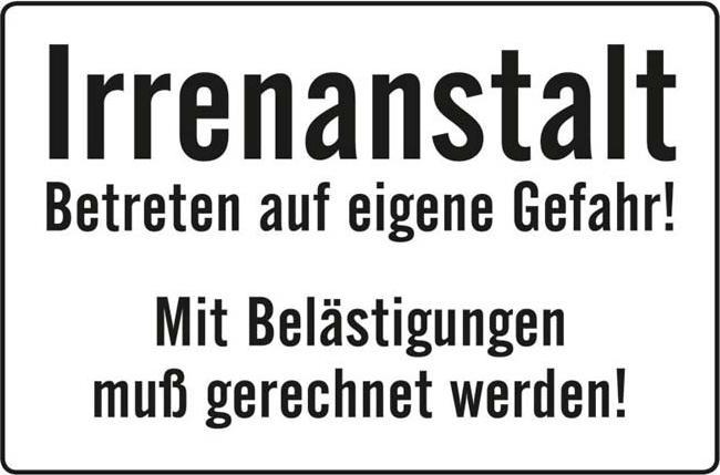 Produktbild Puag Blechschild Irrenanstalt (10.5 x 14.8 cm)