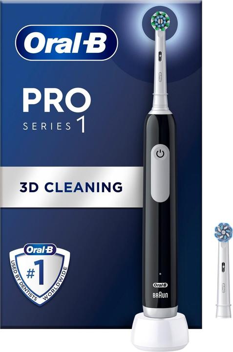 JTI Elektrische Zahnbürste Pro1 Schwarz + Extra Refill (Oszillierende Zahnbürste)