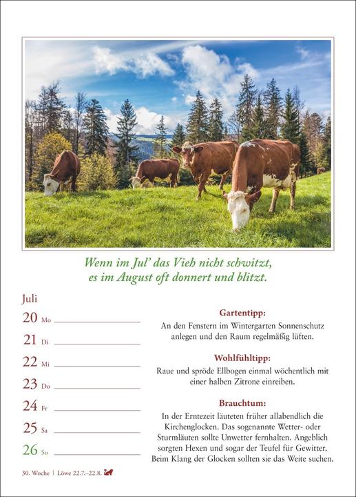 Produktbild Harenberg Bauernweisheiten Wochenkalender 2026 - Bauernregeln, Brauchtum, Gartentipps, Haushalt (A5, Harter Einband, Deutsch)