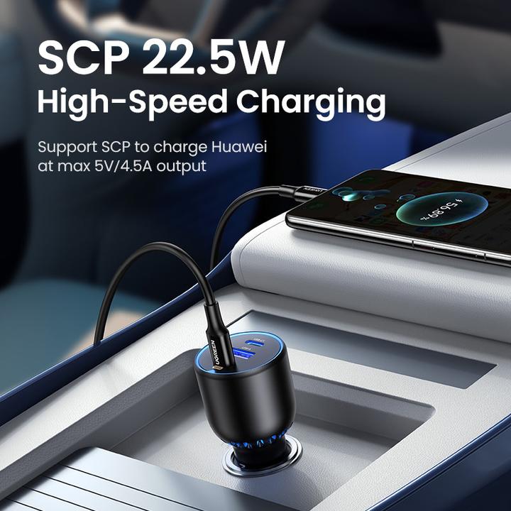 Productafbeelding Ugreen Fast Car Charger 130W 90413 2xUSB-C PD+USB-A