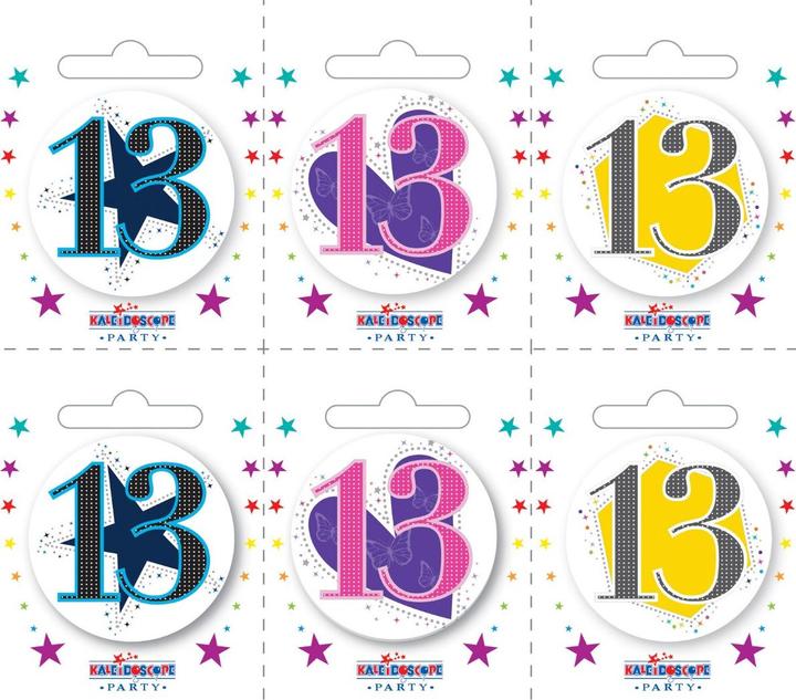 Actual product image Apac Dotted 13th Birthday Badge (Pack of 6)