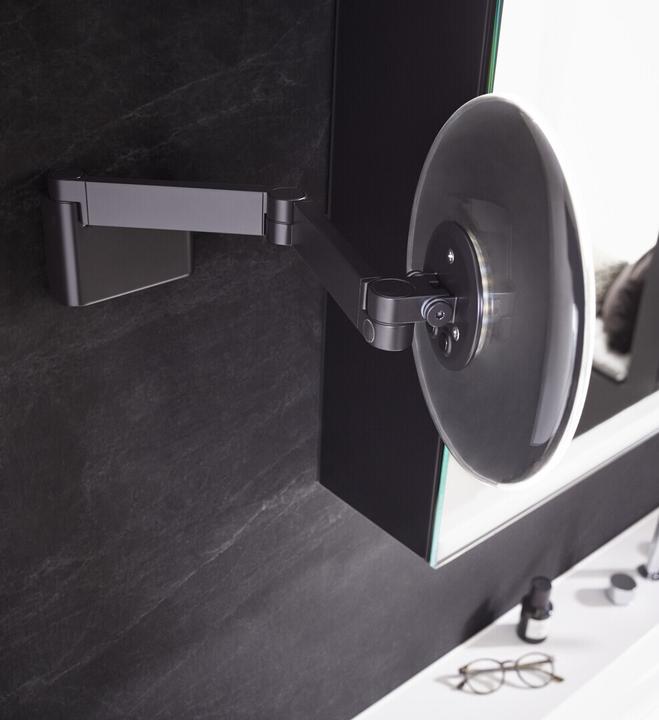 Actual product image Emco LED shaving/cosmetic mirror EVO angular wall model 2-arm 5-way black