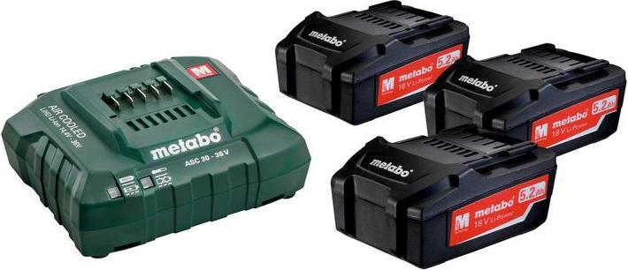 Produktbild Metabo 18V Ersatzakku 3 x 5.2 Ah + Ladegerät Basic-Set (18 V)