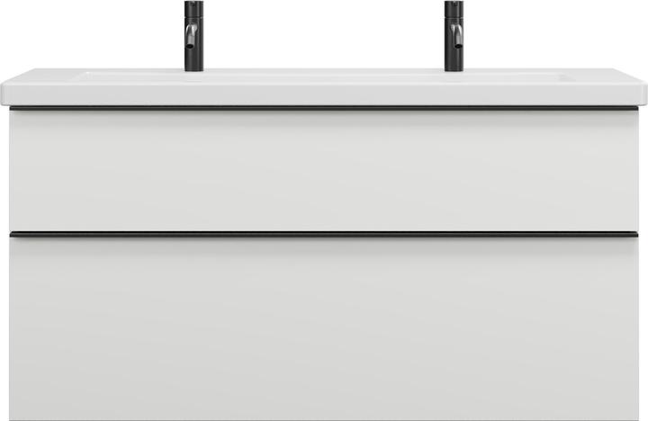 burgbad Eqio doppio lavabo in ceramica con mobiBette, larghezza 1230 mm