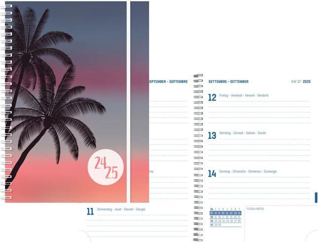 Image du produit Simplex Agenda scolaire Emotions 24/25 500213.25 1W/2S 17M Palms ML 14.8x21cm (A5, Allemand)
