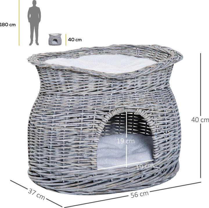 Produktbild PawHut Katzenkorb mit 2 Kissen (Katze)