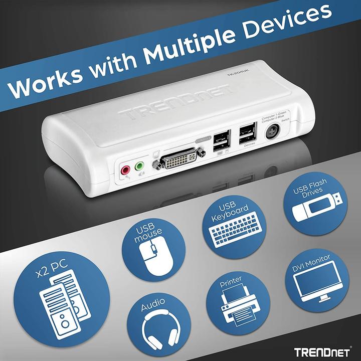 Actual product image Trendnet TK-204UK KVM Switch 2-Port DVI USB