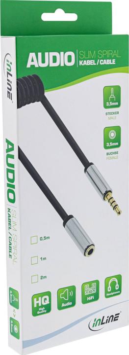 Produktbild InLine Slim Audio Spiralkabel Klinke 3 (0.50 m, 3.5mm Klinke (AUX))