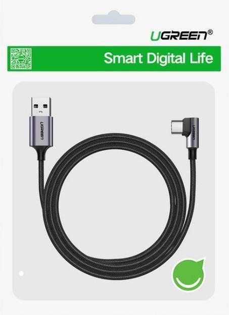 Productafbeelding Ugreen USB-C Haaks naar USB-A 2.0 A 3A Datakabel (2 m, USB 2.0, 18 W)