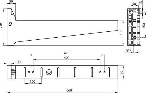 Actual product image Unex 66603 Insulating bracket light grey RAL7035 100x600 U