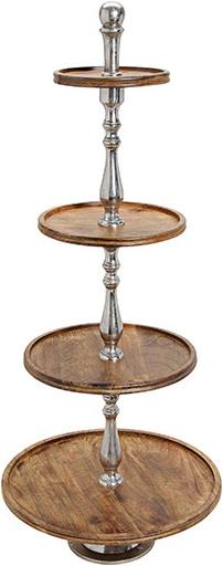 Produktbild G. Wurm Etagere 4er Mangoholz/Metall Braun (H) 130cm, 26,34,45,55cm Ø