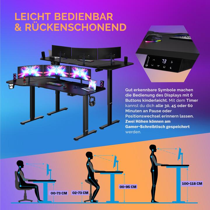 Actual product image Casaria Desk with adjustable height (160 x 75 x 118 cm)