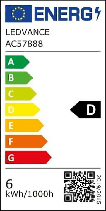 Energielabel Ledvance LEDCLP60 DIM 5,9W 827 FILFR E14 P (E14, 5.90 W, 806 lm, 1 x, D)
