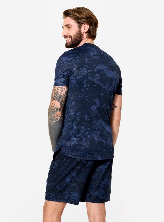 Image du produit Domyos T-shirt de fitness respirant à manches courtes avec col ras du cou pour hommes - Bleu marine (S)
