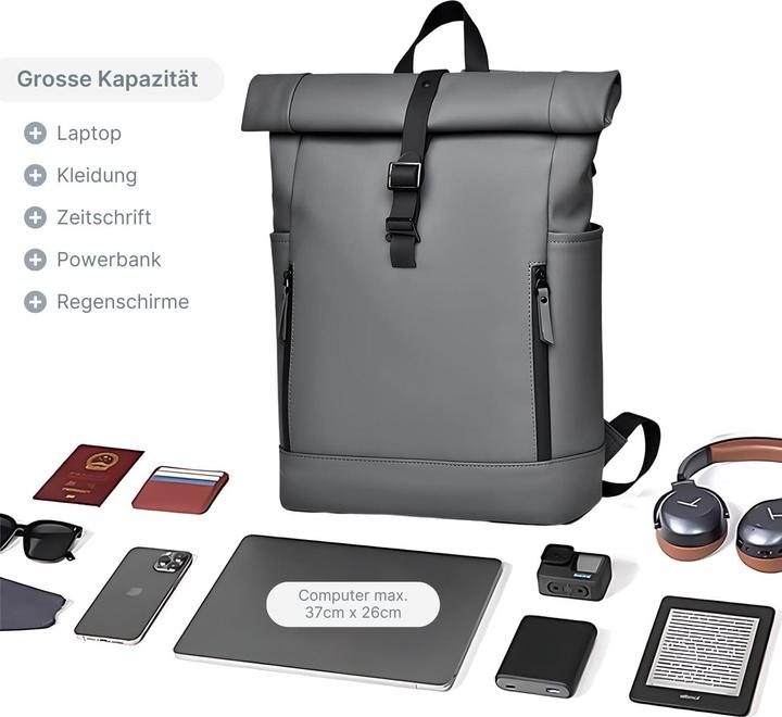 Image du produit Hermex Sac à dos pour ordinateur portable Sac à dos Roll-Top Sac à dos Roll-Top-Backpack Sac à dos Roll-Up (15 l)