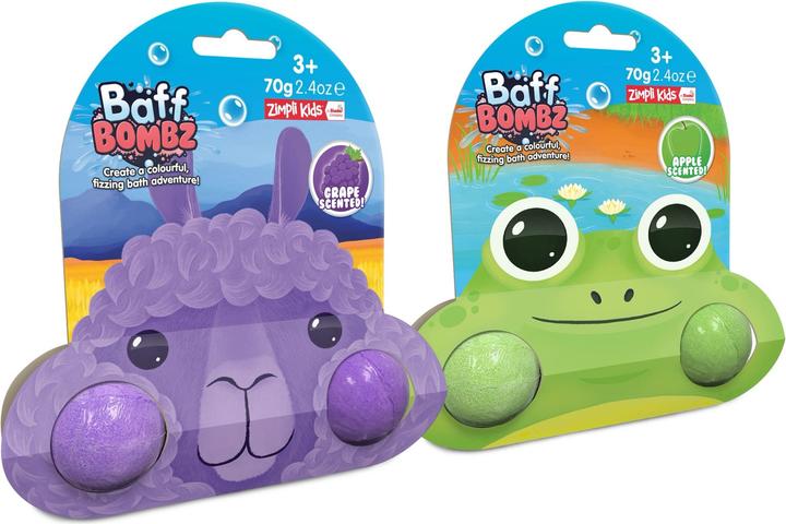 Actual product image Zimpli Kids Frog Baff Bombz – Colour Changing Fizzy Bath Bombs for Kids, Skin Safe & Biodegradable (2 ml, Bath bombs)