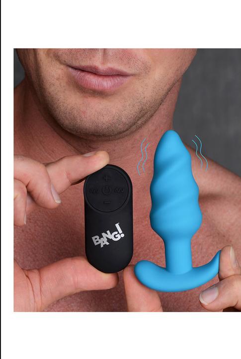 Actual product image XR Brands 21X Vibrating Silicone Swirl Butt Plug with Remote