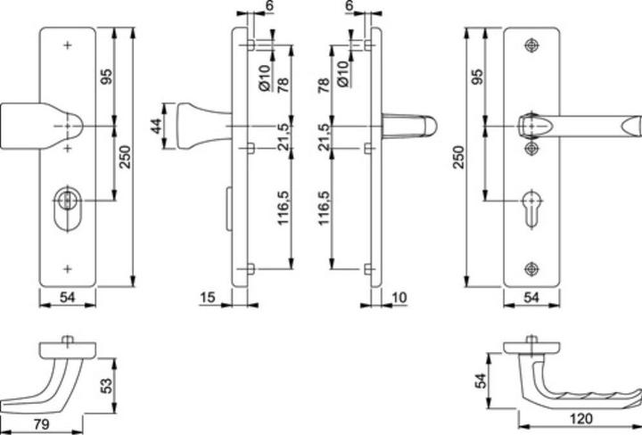 Produktbild Hoppe Schutzgarnitur London 78G/2222ZA/2410/113 Aluminium F1 92 mm 66-71 mm (Türgriff)