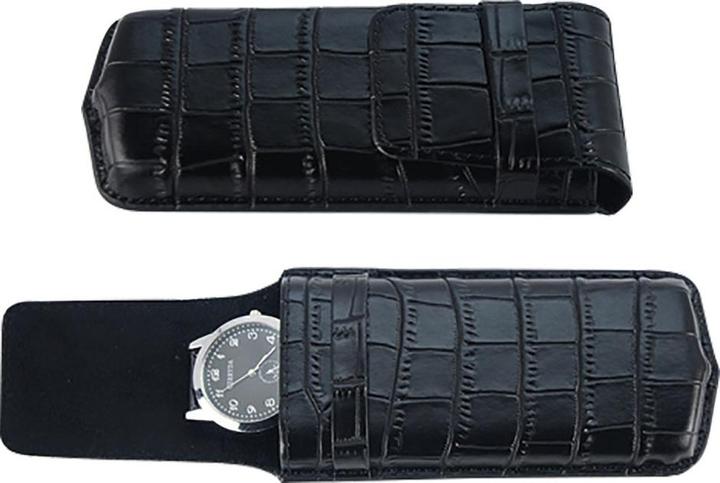 Safe Uhrenetui mit echtem schwarzen Leder